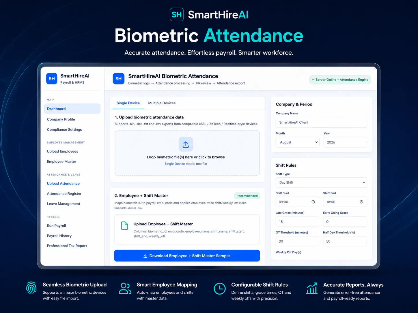 SmartHire Biometric Attendance Software