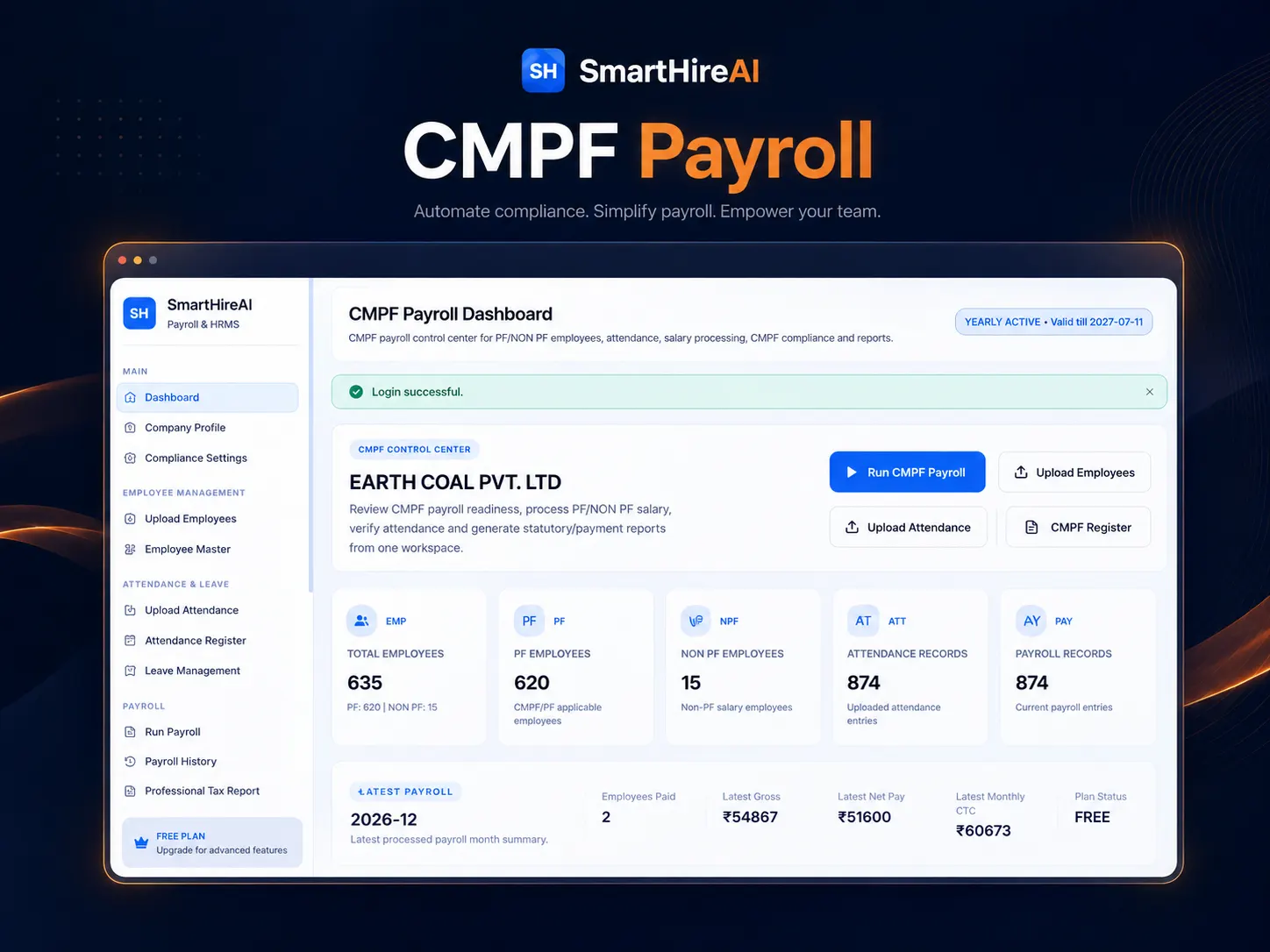 SmartHire CMPF Payroll Software